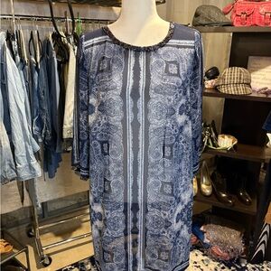Chico's Blue and White Patterned Tunic